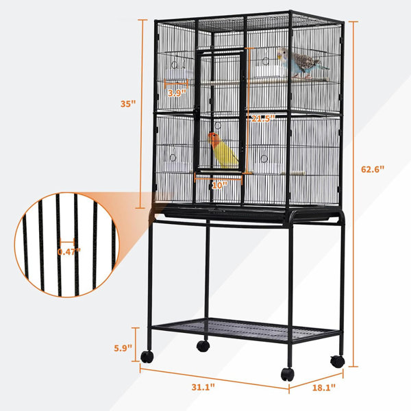 Tucker Murphy Pet™ Large Bird Cage,Big Bird Cage with Stand for ...